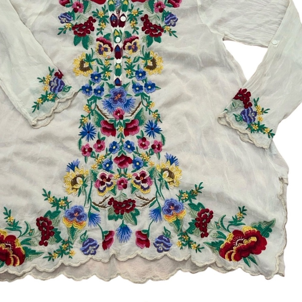 Johnny Was heavily embroidered Gala tunic in Shell NWT - Picture 8 of 10